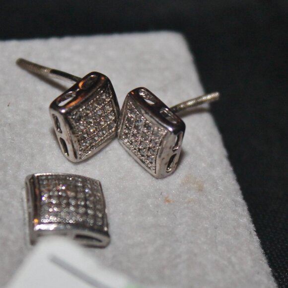 8pc 925 Sterling GENUINE DIAMOND Earrings & Heart Bracelet WOW! - Picture 7 of 8